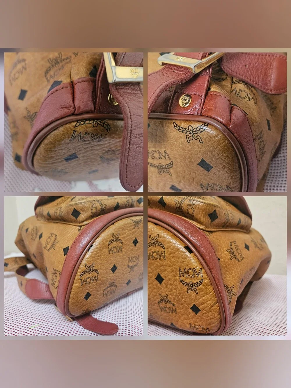 MCM Cognac Monogram Medium Backpack Vintage AUTHENTIC